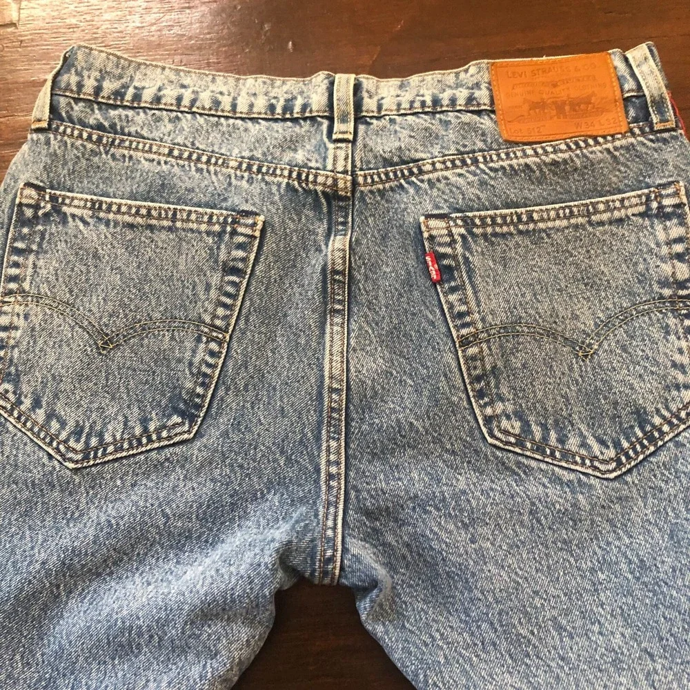 Levi's Premium Blue Jeans Men's 34x34 Dark Wash Denim Side Striped Lot 512 - Picture 4 of 13